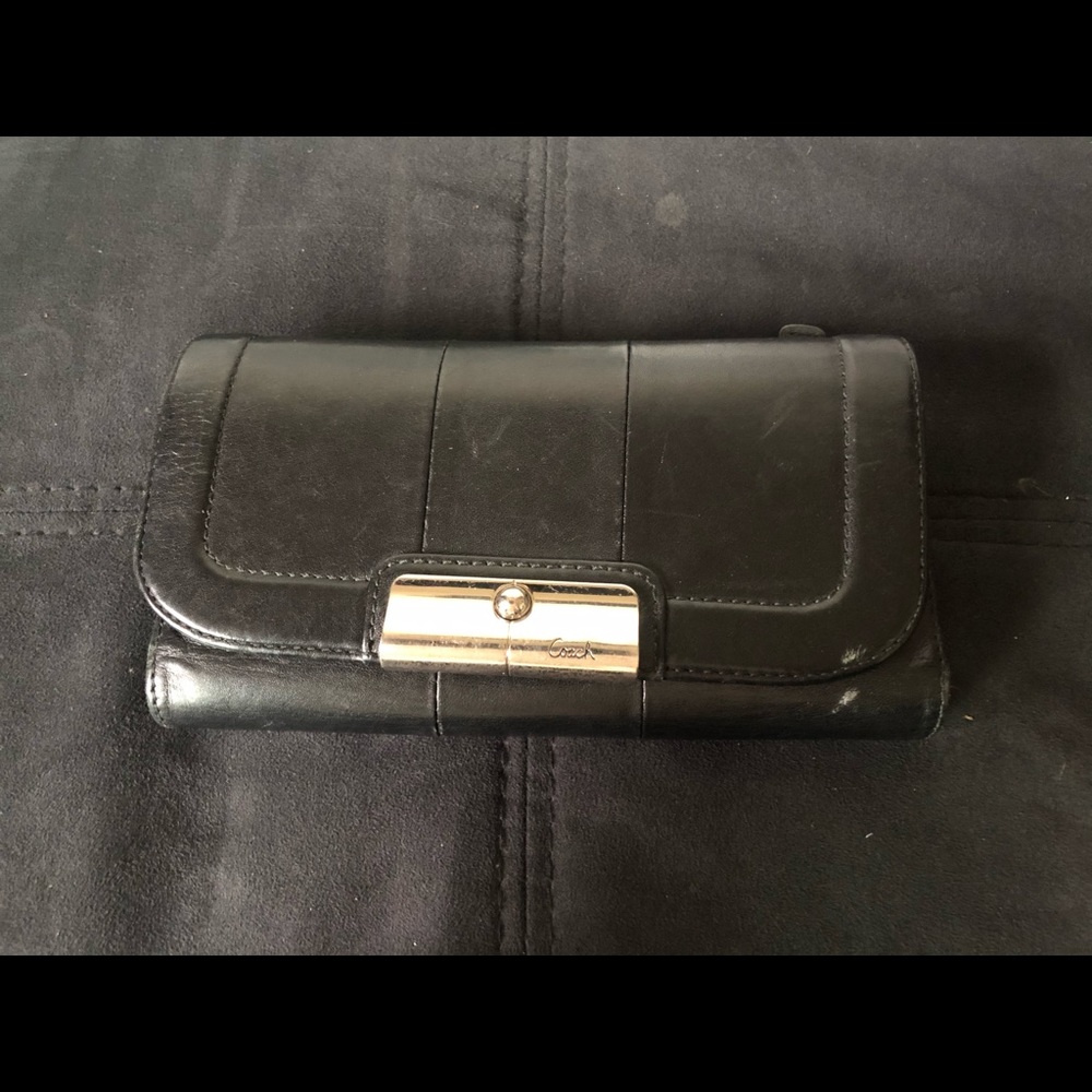 Black leather coach wallet